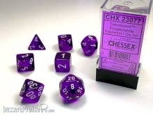 Chessex Würfel CHX23077 - Purple w/white Translucent Polyhedral 7-Die Sets
