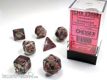 Chessex Würfel CHX23088 - Smoke w/red Translucent Polyhedral 7-Die Sets
