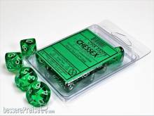 Chessex Würfel CHX23275 - Green w/white translucent Ten d10 Sets