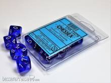 Chessex Würfel CHX23276 - Blue w/white translucent Ten d10 Sets