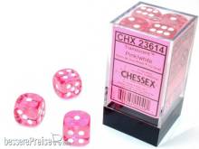 Chessex CHX23614 - Translucent 16mm d6 with pips Dice Blocks (12 Dice) Pink w/white