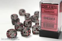 Chessex CHX23618 - Translucent 16mm d6 Smoke/red Dice Block (12 dice)
