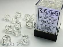 Chessex Würfel CHX23801 - Clear w/white Translucent 12mm d6 with pips Dice Blocks (36 Dice)