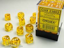 Chessex Würfel CHX23802 - Yellow w/white Translucent 12mm d6 with pips Dice Blocks (36 Dice)