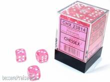 Chessex CHX23814 - Translucent 12mm d6 Pink/white Dice Block™ (36 dice)