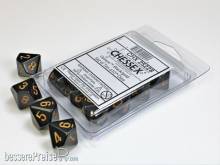 Chessex CHX25228 - Opaque Black/gold Set of Ten d10s