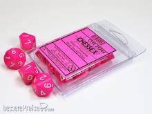 Chessex CHX25244 - Opaque Pink/white Set of Ten d10s