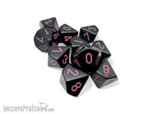 Chessex CHX25248 - Opaque Black/pink Set of Ten d10s