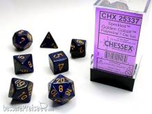 Chessex Würfel CHX25337 - Golden Cobalt™ Speckled Polyhedral 7-Die Sets