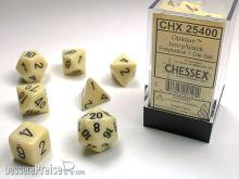 Chessex Würfel CHX25400 - Ivory w/black Opaque Polyhedral 7-Die Sets