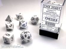 Chessex Würfel CHX25401 - White w/black Opaque Polyhedral 7-Die Sets