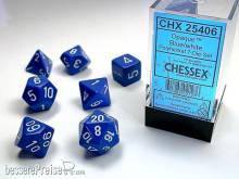 Chessex Würfel CHX25406 - Blue w/white Opaque Polyhedral 7-Die Sets