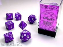Chessex Würfel CHX25407 - Purple w/white Opaque Polyhedral 7-Die Sets