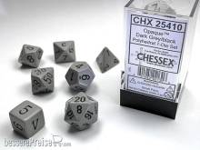 Chessex Würfel CHX25410 - Grey w/black Opaque Polyhedral 7-Die Sets