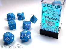 Chessex Würfel CHX25416 - Light Blue w/white Opaque Polyhedral 7-Die Sets