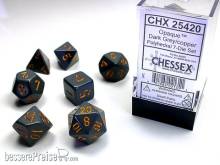 Chessex Würfel CHX25420 - Dark Grey w/copper Opaque Polyhedral 7-Die Sets