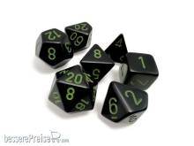 Chessex CHX25458 - Opaque Polyhedral Black/green 7-Die Set