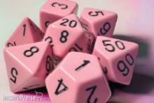 Chessex CHX25464 - Opaque Polyhedral Pastel Pink/black 7-Die Set