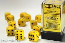 Chessex Würfel CHX25602 - Yellow w/black Opaque 16mm d6 with pips Dice Blocks™ (12 Dice)