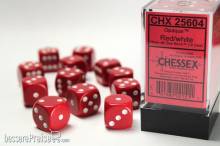 Chessex Würfel CHX25604 - Red w/white Opaque 16mm d6 with pips Dice Blocks™ (12 Dice)