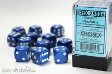Chessex Würfel CHX25606 - Blue w/white Opaque 16mm d6 with pips Dice Blocks (12 Dice)