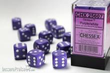 Chessex Würfel CHX25607 - Purple w/white Opaque 16mm d6 with pips Dice Blocks™ (12 Dice)