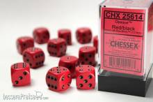Chessex Würfel CHX25614 - Red w/black Opaque 16mm d6 with pips Dice Blocks™ (12 Dice)