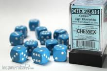Chessex Würfel CHX25616 - Light Blue w/white Opaque 16mm d6 with pips Dice Blocks™ (12 Dice)