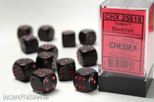 Chessex Würfel CHX25618 - Black w/red Opaque 16mm d6 with pips Dice Blocks™ (12 Dice)