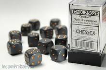 Chessex Würfel CHX25620 - Dark Grey w/copper Opaque 16mm d6 with pips Dice Blocks™ (12 Dice)