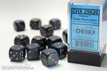 Chessex Würfel CHX25626 - Dusty Blue w/gold Opaque 16mm d6 with pips Dice Blocks™ (12 Dice)