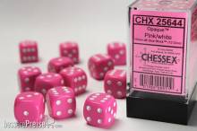 Chessex CHX25644 - Opaque 16mm d6 Pink/white Dice Block™ (12 dice)