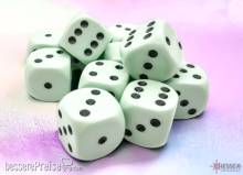 Chessex CHX25665 - Opaque 16mm d6 Pastel Green/black Dice Block (12 dice)