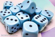 Chessex CHX25666 - Opaque 16mm d6 Pastel Blue/black Dice Block (12 dice)