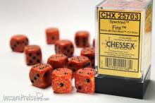 Chessex Würfel CHX25703 - Fire™ Speckled 16mm d6 with pips Dice Blocks™ (12 Dice)