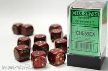 Chessex Würfel CHX25704 - Strawberry™ Speckled 16mm d6 with pips Dice Blocks™ (12 Dice)