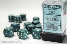 Chessex Würfel CHX25716 - Sea™ Speckled 16mm d6 with pips Dice Blocks™ (12 Dice)