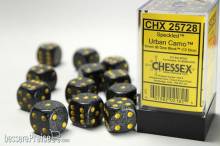 Chessex Würfel CHX25728 - Urban Camo™ Speckled 16mm d6 with pips Dice Blocks™ (12 Dice)