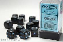 Chessex Würfel CHX25738 - Blue Stars™ Speckled 16mm d6 with pips Dice Blocks™ (12 Dice)