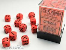 Chessex Würfel CHX25803 - Orange w/black Opaque 12mm d6 with pips Dice Blocks™ (36 Dice)
