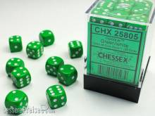 Chessex Würfel CHX25805 - Green w/white Opaque 12mm d6 with pips Dice Blocks (36 Dice)