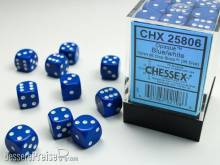 Chessex Würfel CHX25806 - Blue w/white Opaque 12mm d6 with pips Dice Blocks (36 Dice)