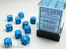 Chessex Würfel CHX25816 - Light Blue w/white Opaque 12mm d6 with pips Dice Blocks™ (36 Dice)