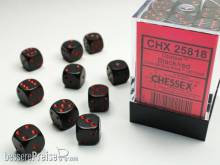 Chessex Würfel CHX25818 - Black w/red Opaque 12mm d6 with pips Dice Blocks™ (36 Dice)