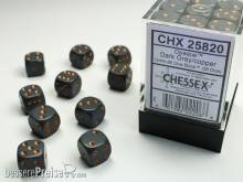Chessex Würfel CHX25820 - Dark Grey w/copper Opaque 12mm d6 with pips Dice Blocks™ (36 Dice)