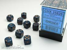 Chessex Würfel CHX25826 - Dusty Blue w/gold Opaque 12mm d6 with pips Dice Blocks™ (36 Dice)
