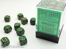Chessex Würfel CHX25935 - Golden Recon™ Speckled 12mm d6 with pips Dice Blocks™ (36 Dice)