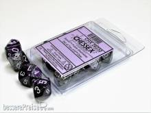 Chessex Würfel CHX26232 - Purple-Steel w/white Gemini™ Polyhedral Ten d10 Sets