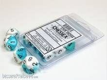 Chessex Würfel CHX26244 - White-Teal w/black Gemini™ Polyhedral Ten d10 Sets