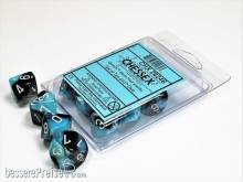 Chessex Würfel CHX26246 - Black-Shell w/white Gemini™ Polyhedral Ten d10 Sets